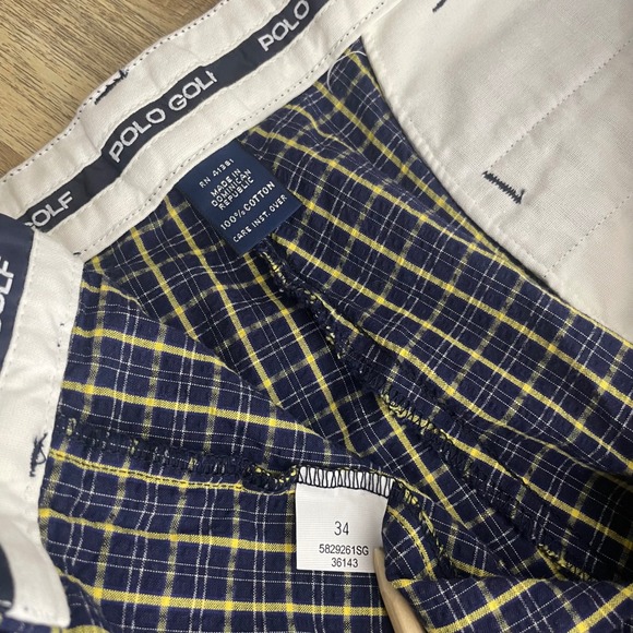 Polo Golf Ralph Lauren Classic Fit Crest Plaid Shorts Mens 34 Navy Double Pleat - Picture 4 of 8